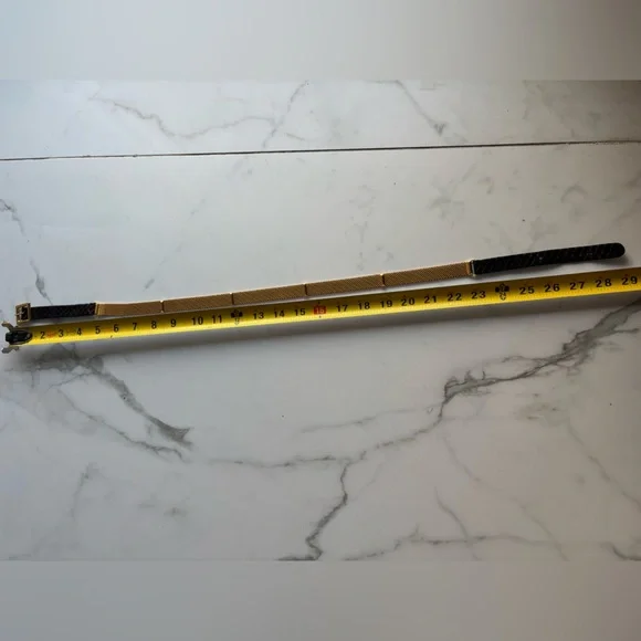 Christian Dior Vintage Women’s Belt Small, Gold Mesh & Brown Leather Disigner. - Picture 4 of 8